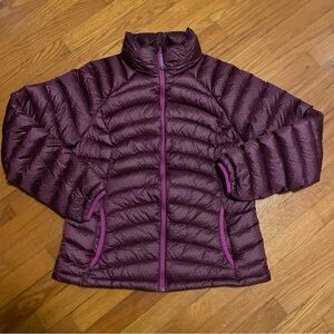 Prana Women’s XL Purple Down Puffer Jacket Winter Coat Lightweight Zip
